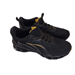 Men's Sports Athletic Shoes Imported Size 44 EU 10.5-11 US Black Gold Flames